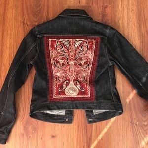Ladies Lucky Brand Embroidered Jean Jacket Medium